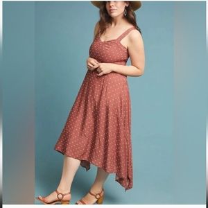 Anthropologie Maeve Vivienne Brown Polka Dot Dress Size 18W
